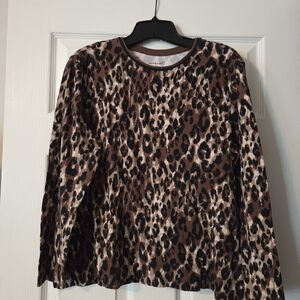 Westbound Animal Print Top with Brown Accents